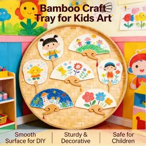 Multi-Functional Bamboo Woven Round Tray - Food Dehydrating Sieve, Kids Art Painting Board, and Rustic Home Wall Decor, Handcrafted Bamboo Serving Platter