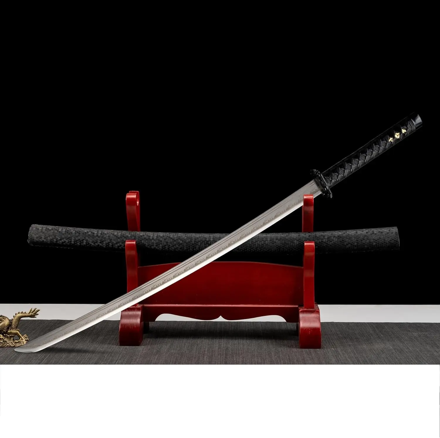 Japanese Samurai Katana Sword – Unsharpened Real Carbon Steel Full Tang Blade, Traditional Iaido Practice Sword for Training, Home Decor & Gift