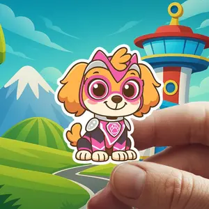 Paw Patrol Skye 02 Cut-To-Size Waterproof Vinyl Sticker for Laptop, Water Bottle, and More
