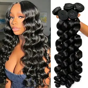 Odbe Hair 28 30 Inch Loose Wave Human Hair 3 4 Bundles Raw Virgin Unprocessed Brazilian Loose Deep Wave Human Hair Bundles Extensions