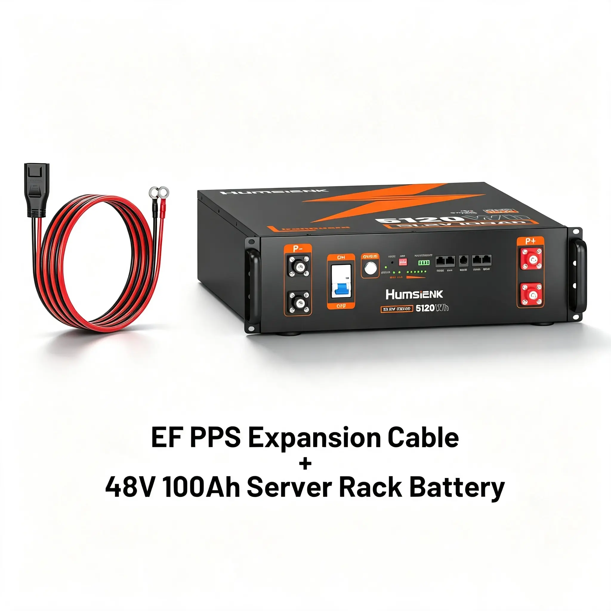 【5kwh Battery+Expansion Cable】Humsienk 48V 100Ah 3U Server Rack LiFePO4 Battery | 5.12KWh for Home Storage, Off-grid & UPS | Active Balancing