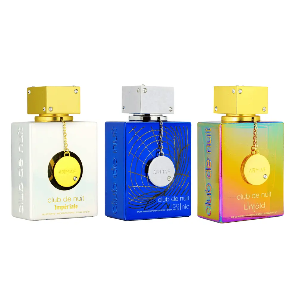 Armaf Club de Nuit Untold, Club de Nuit Iconic, and Club de Nuit Imperiale Eau De Parfum Bundle (3.6 oz each)