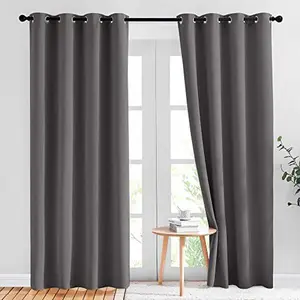 NICETOWN Gray Blackout Curtains for Bedroom 84 inches Long - Thermal Drapes Grommet Room Darkening Light Blocking Curtains Window Treatments for Living Room (2 Panels, W52 x L84, Grey)