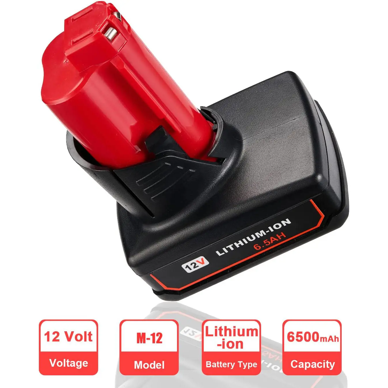 2pcs Replacement for Milwaukee  6500mAh 12V Cordless Tools, compatible with for 48-11-2410 48-11-2420 48-11-2411 48-11-2402 12V Lithium-ion Batteries, Cordless Tool Battery, Lithium Rechargeable Battery