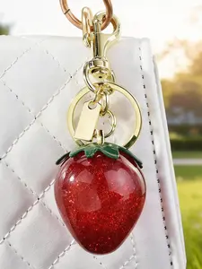 Stylish Strawberry Fruit Keychain & Bag Charm Accessory, Perfect Gift for Her, Casual Backpack Decoration, All-Season Use