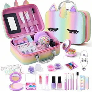 Multi-Functional Unicorn Makeup Bag (Versatile Functional Cosmetic Case) Waterproof PU Leather For Girls, Kids Pretend Makeup & Nail Polish Toy Set With Storage Organizer, Ideal Birthday Christmas Gifts