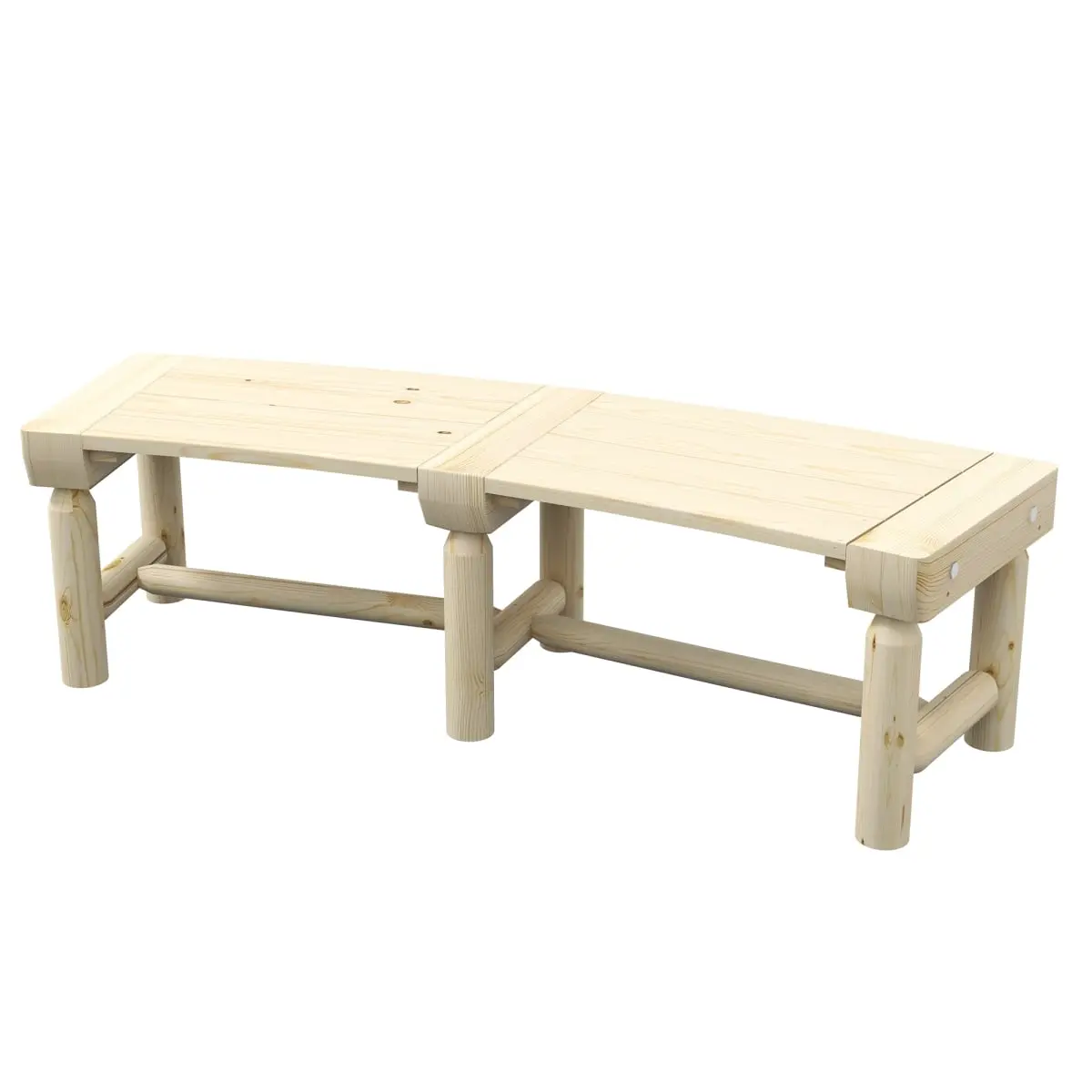 212 Main 84G-215V00ND Outsunny Solid Wood Wrap-Around Garden Bench, Semicircular Outdoor Tree Bench for Yard, Patio, Deck & Lawn, Natural