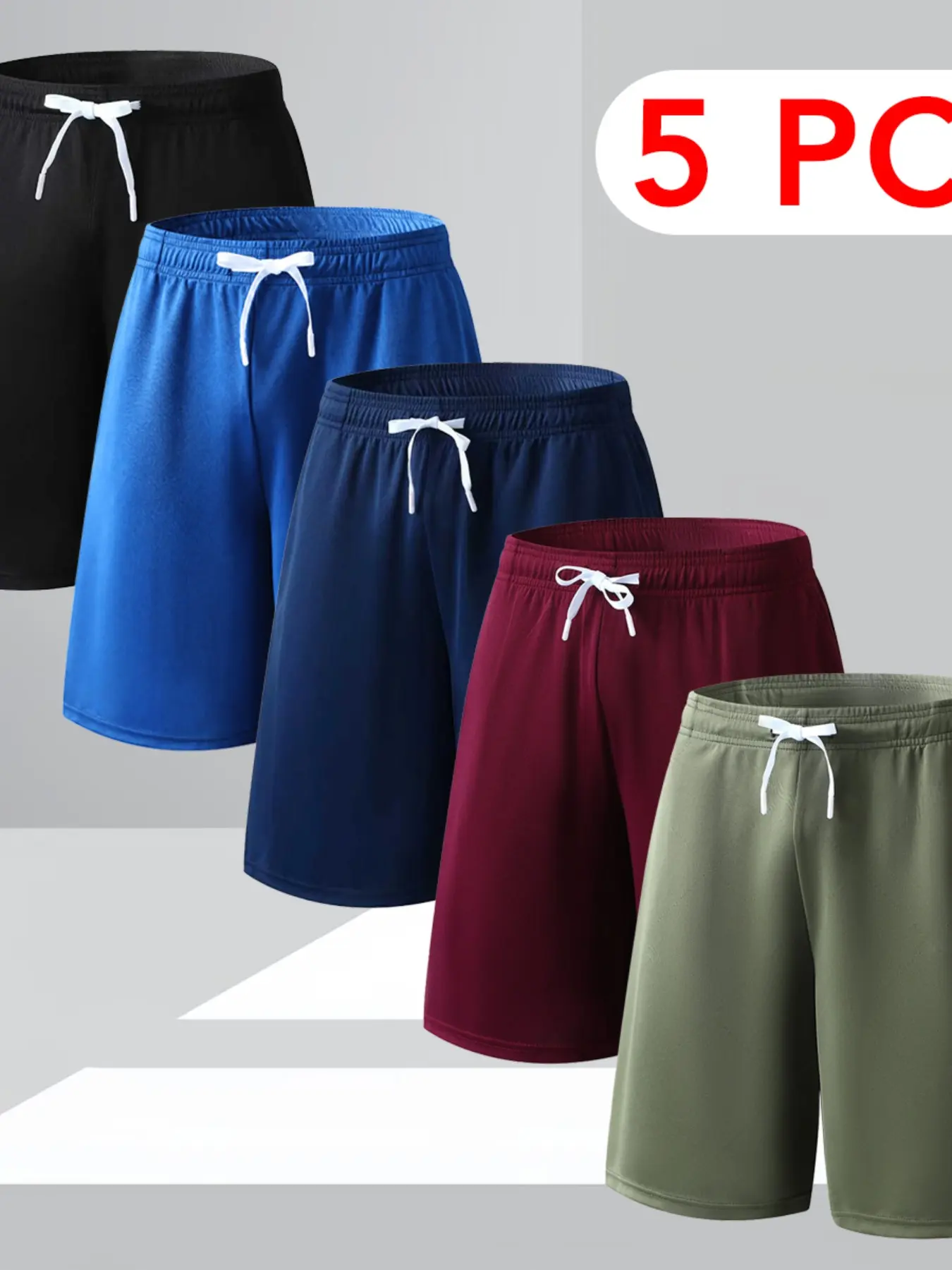 Men's 5-Pack Loose Fit Quick-Dry Gym Shorts, Shorts Sportswear, Summer Cool, Elastic Waistband, Workout Training Shorts with Pockets, Lightweight Athleisure Shorts, Athletic Wear Shorts