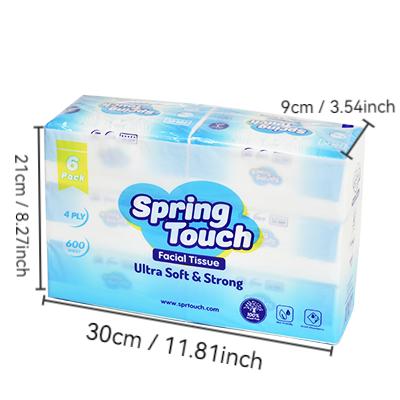 NY Local Delivery 1-2 Days!Spring Touch Ultra Soft 4-Ply Facial Tissues - 6 Packs (600 Sheets), Super Absorbent for Home & Travel, Gentle on Skin