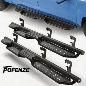 POFENZE-Mestan Running Boards for 2007-2018 Chevy Silverado/GMC Sierra 1500 & 2007-2019 Chevy Silverado/GMCSierra 2500 HD 3500 HD, Carbon Steel NerfBarsSideSteps forFull Size Truck, 4 full-size doors，Black Powder CoatedRunningBoardsboujee car accessories