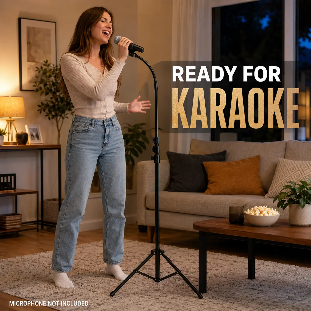 K KASONIC Adjustable Microphone Stand with Folding Tripod Base, Flexible Gooseneck, Mic Clips & Carry Bag – Mic Support for Karaoke, Recording