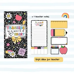Teacher Sticky Notes Set – Teacher Appreciation Gift  | Colorful Blackboard Memo Pads | Teaching Is a Work of Heart