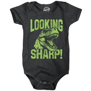 Looking Sharp Baby Bodysuit Funny Sarcastic T Rex Graphic Novelty Jumper For Infants Funny Baby Onesies Funny Dinosaur Onesie Novelty Onesie Black -