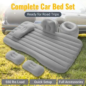 Portable Inflatable Car Bed with Pillow, Vehicle Sleeping Pad, Multi-Functional Car Accessories for Road Trips and Camping