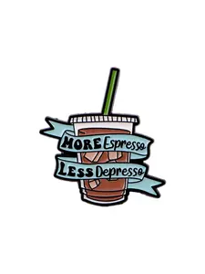 Elegant Letter Design Coffee Brooch Pin, Durable Zinc Alloy Material, Perfect for Backpack Decoration, Casual Style Accessory, Durable Metal Pins