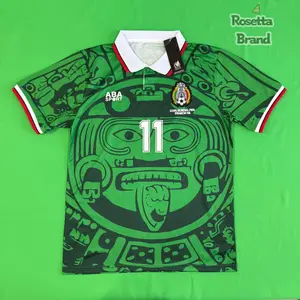 1998 Mexico Soccer National Team Home Green Nostalgia Soccer Jersey #15 Hernandez #11 Blanco  Classic Breathable Quick Dry Soccer Jersey