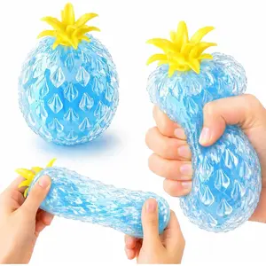 Pineapple Stress Ball, Pressure Release,Party GiftsToysSensory Stress Relief Toy Stretch Squeeze Ball Stress Anxiety Relief Fruit Squishies Sensory (Blue)