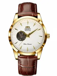 Orient Vanstyle Casa 2026 Men's Round Mechanical "Lion" Watch—featuring a genuine brown leather strap and a high-quality automatic movement; a durable, best-selling timepiece that seamlessly blends casual and formal styles.