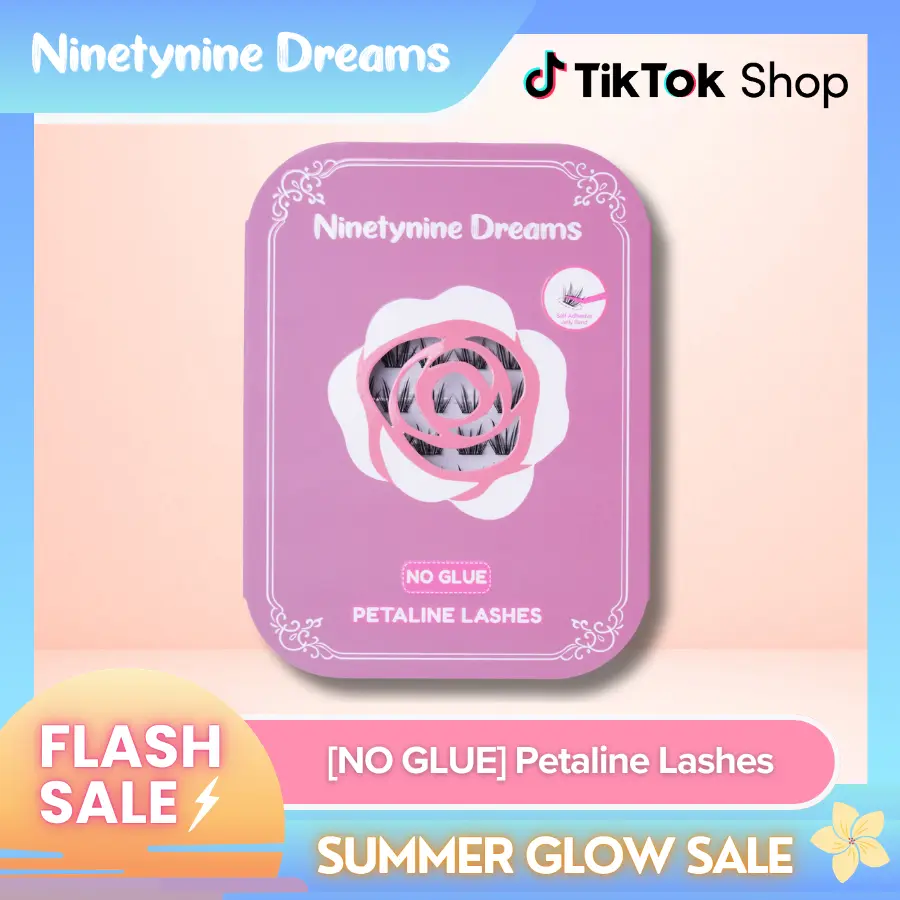 Ninetynine Dreams [NO GLUE] Petaline Self-Adhesive Lashes | 10-16mm CC Curl Press-On No Glue Required Lash Clusters - Spiky Wispy Anime Manhua Style Beginner-Friendly Reusable Lightweight Daily Eyelashes with Ultra-Thin Self-Stick Jelly Band