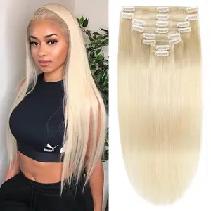 Platinum Blonde Clip In Extensions 100% Humanhair