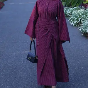 Striped Wrap Abaya