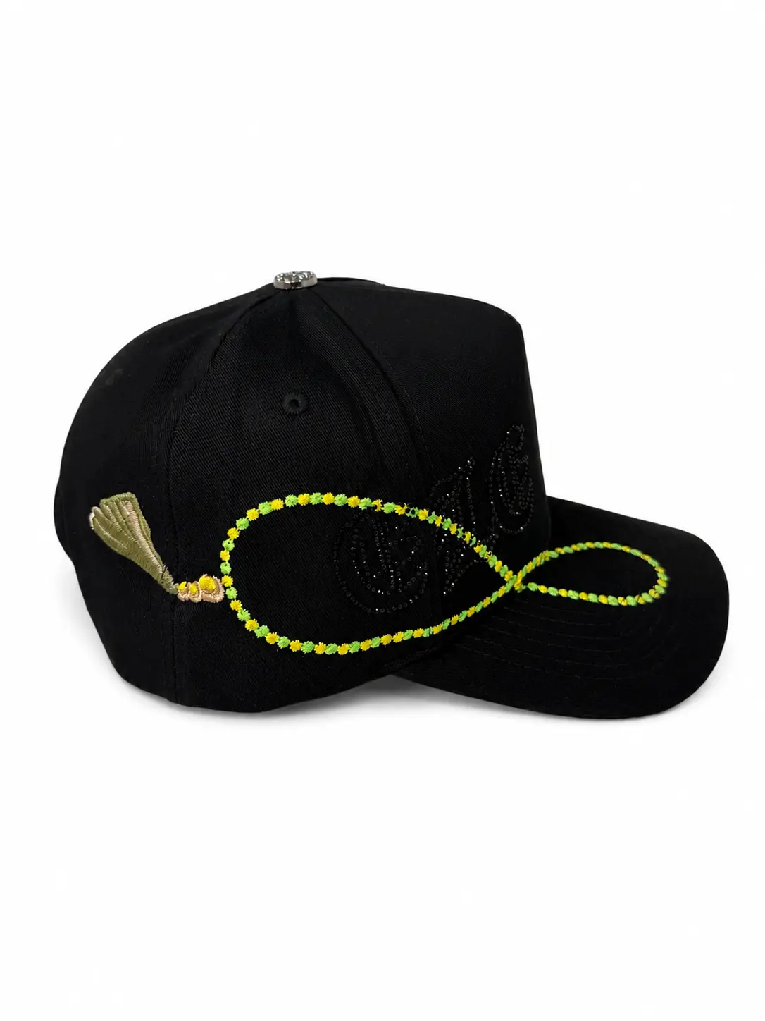 Black Premium Suede Rhinestone Snapback Hat