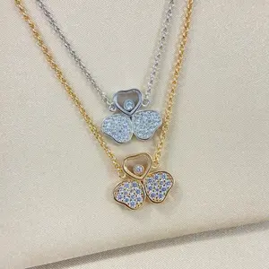 High Quality Lucky Clover Heart Necklace Effortless French Chic For Everyday Woman Party Gift