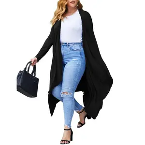 Women's Plus Size Cardigan Long Sleeve Open Front Drape Cardigans Lightweight Long Duster（L-5XL）