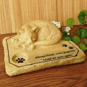 Pet Memorial Stone Marker for Cat, 3D Cat Garden Stone, Cat Grave Marker Stone Headstone Tombstone,Cat Sympathy Gifts Loss of Cat Memorial Outdoor