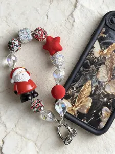Christmas Santa Rhinestone Phone Keychain Decoration Chain, Festive Holiday Accessory, Perfect Gift for Christmas