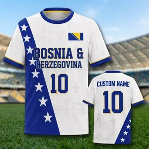 Personalized Bosnia and Herzegovina Soccer Jersey with Name and Number, Bosnia Football Fan Shirt Gift