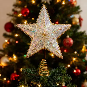 11-Inch Christmas Tree Topper Star, Durable Plastic and Metal, Perfect for Window Sills and Desks, Holiday Gift, Festive Decoration