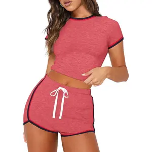 Womens Casual 2 Piece Short Sleeve Outfits Sets Summer Sexy Active Tracksuits