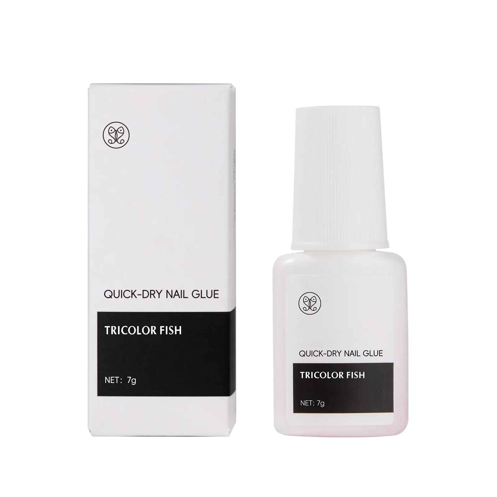 TRICOLOR FISH Super Strong Nail Glue for Press on Nails: Acrylic Nail Tips-Fake Nails-Salon Quality, Brush On, Quick Dry, Easy Application Durable & Long-Lasting Fast Glue False Nails