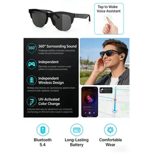 2026 Wireless AI Smart Sunglasses, Bluetooth 5.4 Real-Time Translation, UV Protection Hands-Free Calling Music Playback, Fashion Smart Wear for Travel Outdoor Sports  Cycling Sports Glasses audio vacation rectangle frame bluelight woman