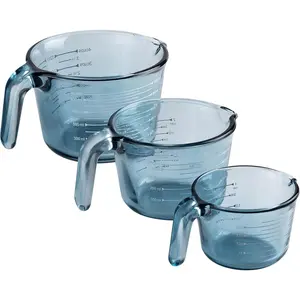 Glass Measuring Cups - Ideal for Cooking and Baking, Blue