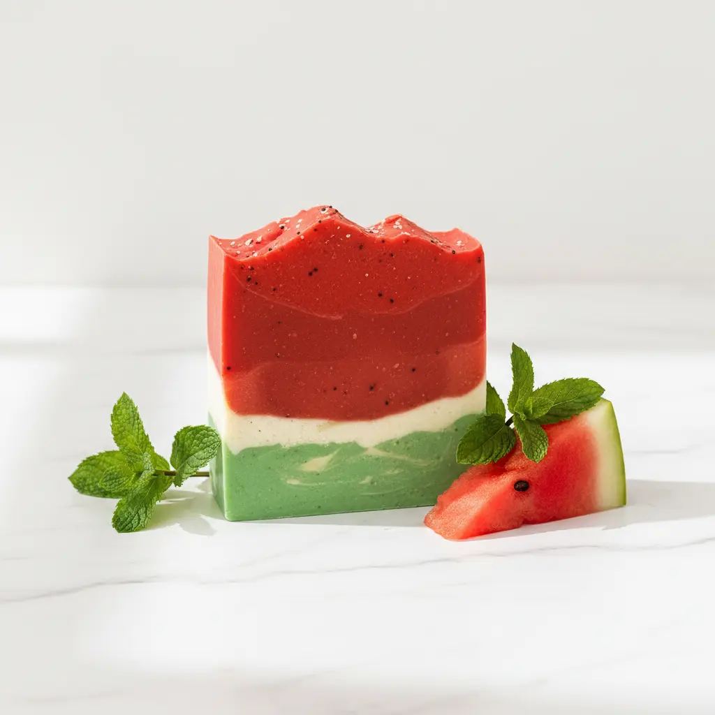 Watermelon Splash Handcrafted Cold-Processed Bar Soap, Cocoa-Infused Beauty & Personal Care Scented Cleanser with Fresh and Clean Hydrating Fragrance Oil, Made for Warm Days Soap Bar Body Wash & Cleansers for Bath & Shower, Scent