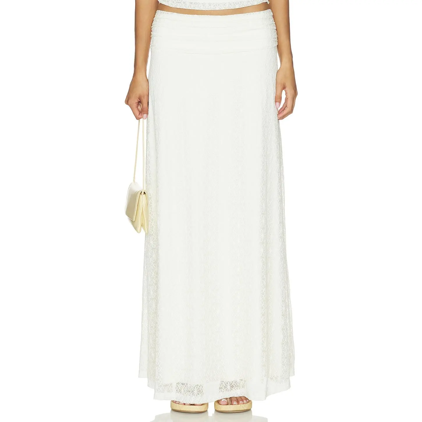 SEVEN WONDERS Samirah Low Waisted Lace Maxi Skirt in Cream
