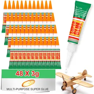 48 X 3g Super Glue Clear,  Adhesive,Super Glue  Drying Cyanoacrylate Glue for ,Rubber,Leather, Plastic, Metal, Rhinestone , DIY Crafts and More