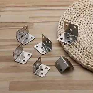 10-Pack Stainless Steel L-Shaped Brackets, 90-Degree Right Angle Support, Metal Connectors for Wooden Shelves, Tables, Chairs & Cabinets