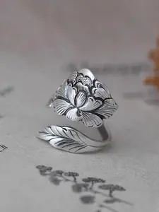 Vintage Flower Design Cuff Ring, Rose Flower Ring, Fashion Accessories for Women & Girls, Trendy All-match & Exquisite Jewelry for Birthday Gift