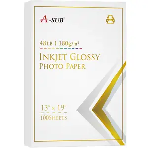 A-SUB 13x19 Inches Glossy Cast Coated Photo Paper 48lb 180gsm Quick-Dry Surface for Sharp Detail & Vibrant Colors Ideal for Inkjet Printers Premium Results