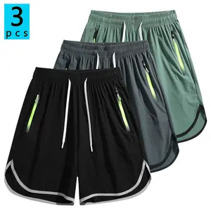 Men’s summer athletic shorts, available in 1-, 2-, or 3-pack; lightweight running shorts with zippered pockets; stylish outdoor casual shorts suitable for everyday wear in spring and summer; men’s bermuda shorts with breathable, quick-drying fabric.