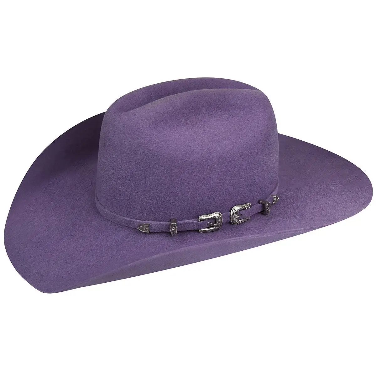 Bailey's Wool Felt Punchy Rodeo Style Cowboy Hat with Self-Band & Double Buckle Trim Fully Lined Genuine Leather Sweatband Hand-Crafted in USA