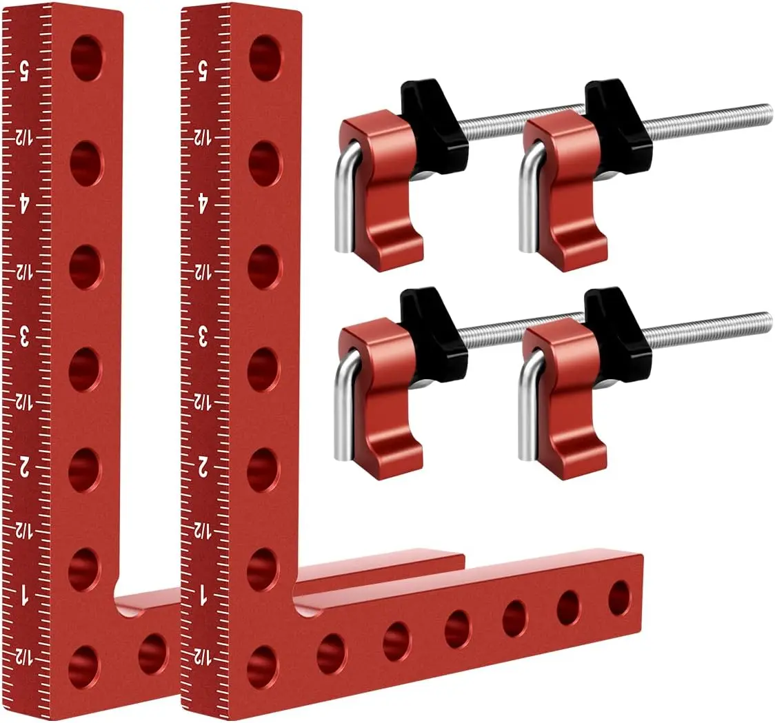 2Pack 90 Degree Cabinet Clamp, 5.5" x 5.5"(14 x 14cm) Aluminum Alloy Right Angle square Corner Clamps for Woodworking Tools, Drawers, Picture Frame