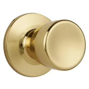 Interior Non-Locking Tulip Style Passage Doorknob Polished Brass Finish Door Knob
