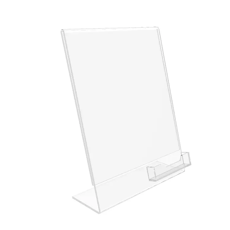 FixtureDisplays® 8.5 x 11"Lucite Plexiglass Clear Acrylic Slanted Sign Holder with Removable Business Card Holder 20047-NF