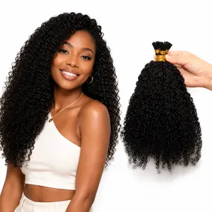 Kinky Curly I Tip Microlinks Human Hair Burmese Itip Curly Hair Extensions I Tips Human Hair For Black Women 100Strands/Pack