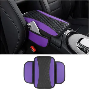 Leather  Center Console Cover with Side Pockets,Stylish  Decorations Interior Armrest Cover for  Seat Organizer,Universal Center Console Protector Fit  SUV  ()