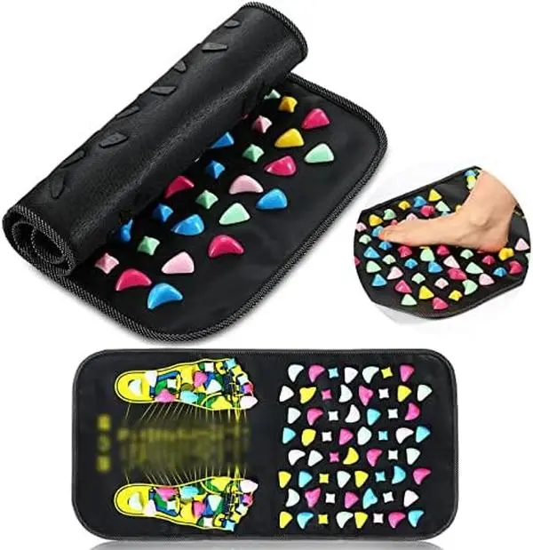 Foot Massage Mat Reflexology – Acupressure Stone Mat for Pain & Stress Relief, Relaxation Foot Massager for Wellness & Body Care, Gift for Men & Women
